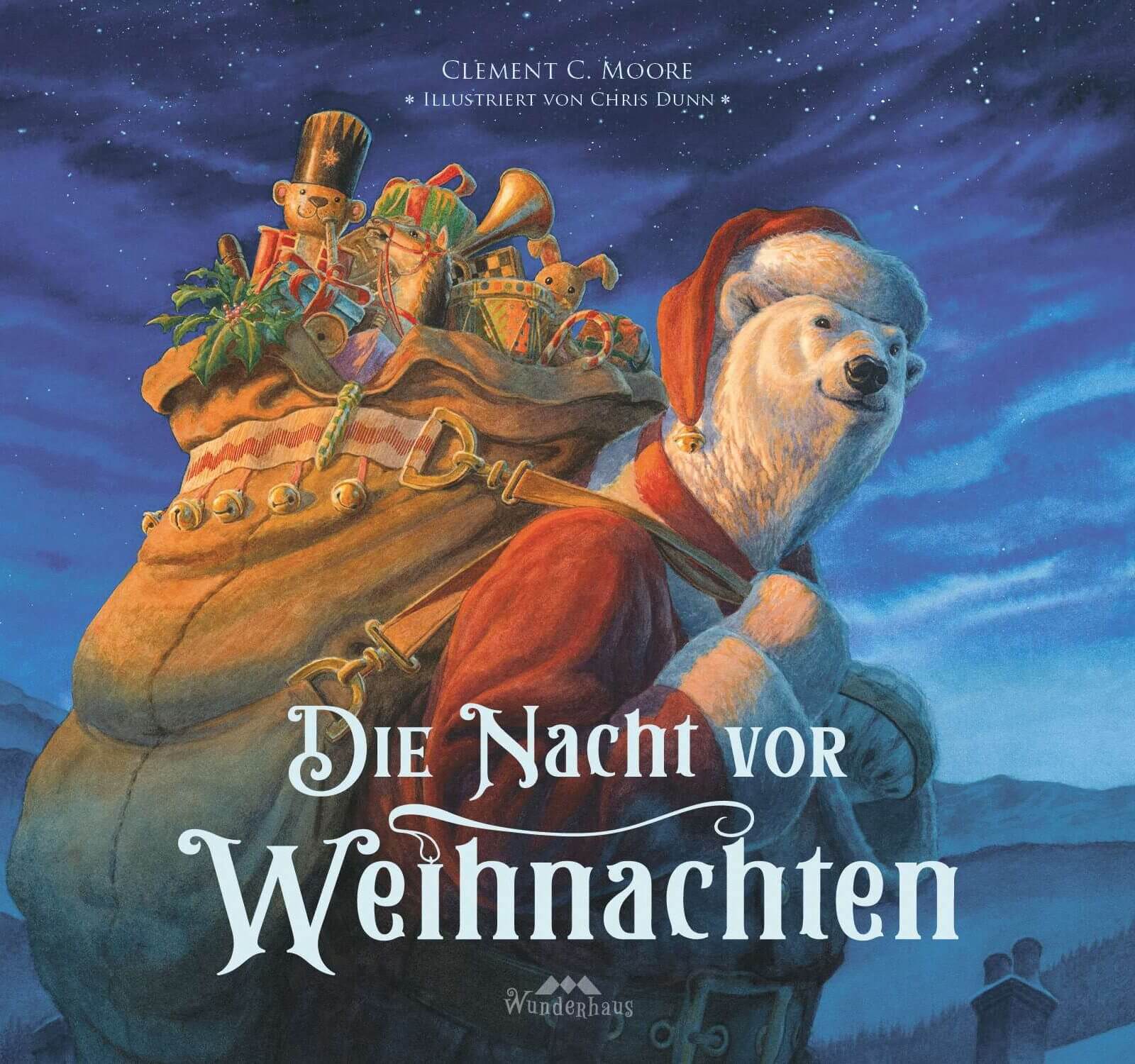Ein Weihnachtsbilderbuch für Kinder ab Kindergartenalter. Ein Eisbär steht im Weihnachtsmannkostüm vor einer Winterlandschaft. Ein Weihnachtsklassiker für die gesamte Familie.