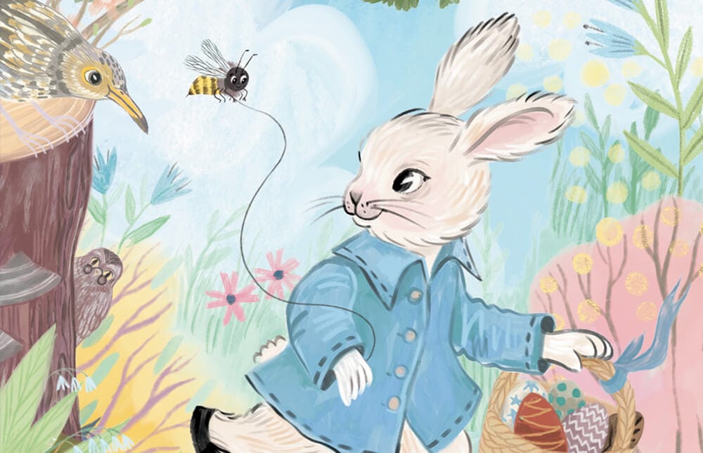 Osterpuzzle Hase mit Ostereiern